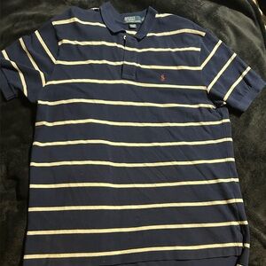 Ralph Lauren Blue and White Striped Polo Shirt